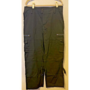 Women’s Black Cargo Pants XL Multi Pocket Zip Utility Streetwear Baggy Festival